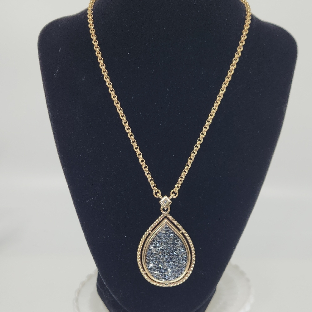 Brighton Vintage Crystal Rocks Teardrop Pendant Necklace - Picture 2 of 7